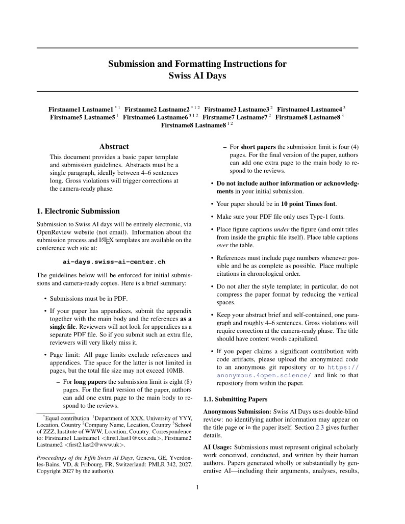 Swiss AI Days 2027 Template
