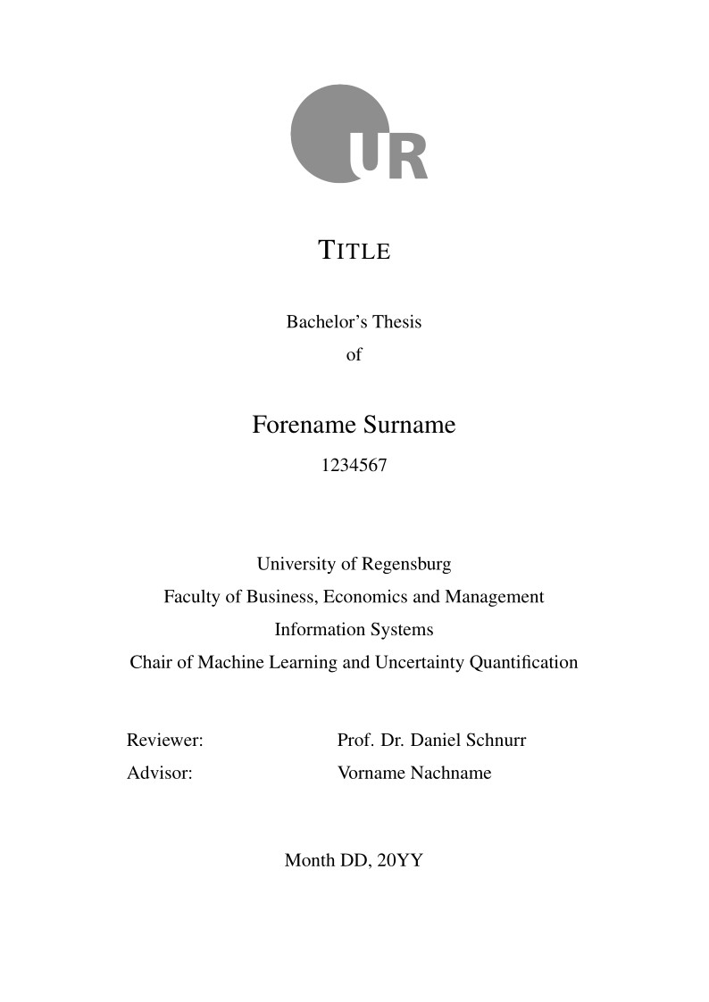 University of Regensburg - MLUQ Thesis Template
