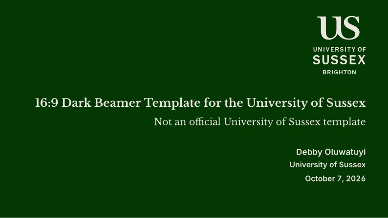 16:9 Dark Beamer Template for the University of Sussex