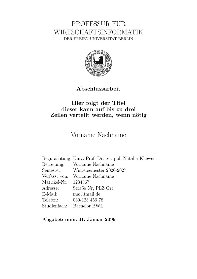 Abschlussarbeits Vorlage Professur für Wirtschaftsinformatik - Natalia Kliewer