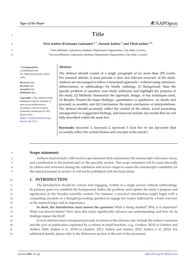 NAPOpen Journal Article Template