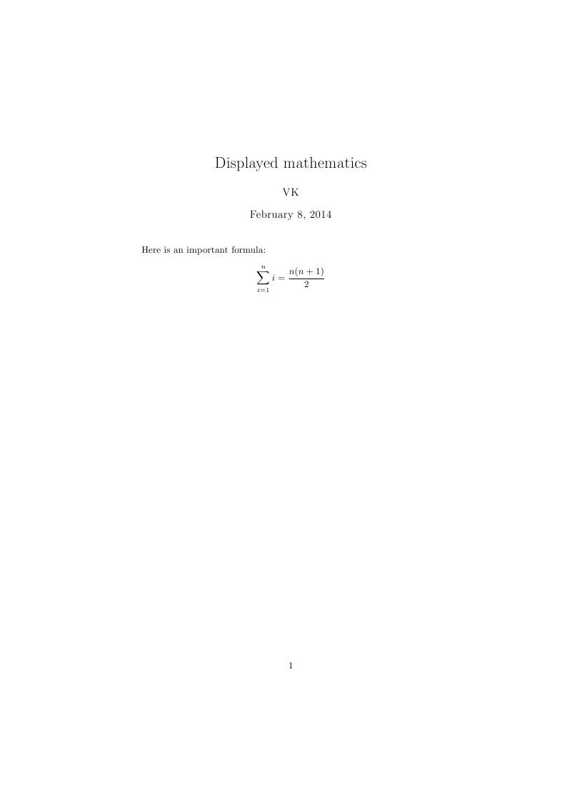 Displayed mathematics