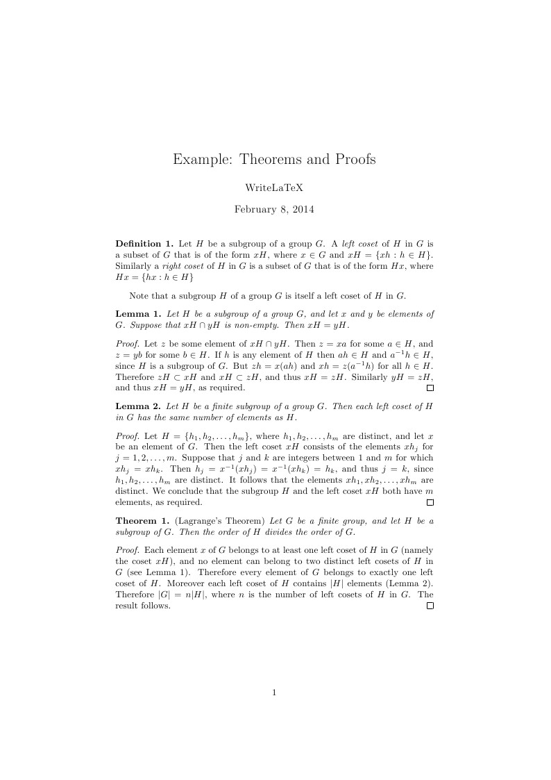 Example: Theorems and Proofs