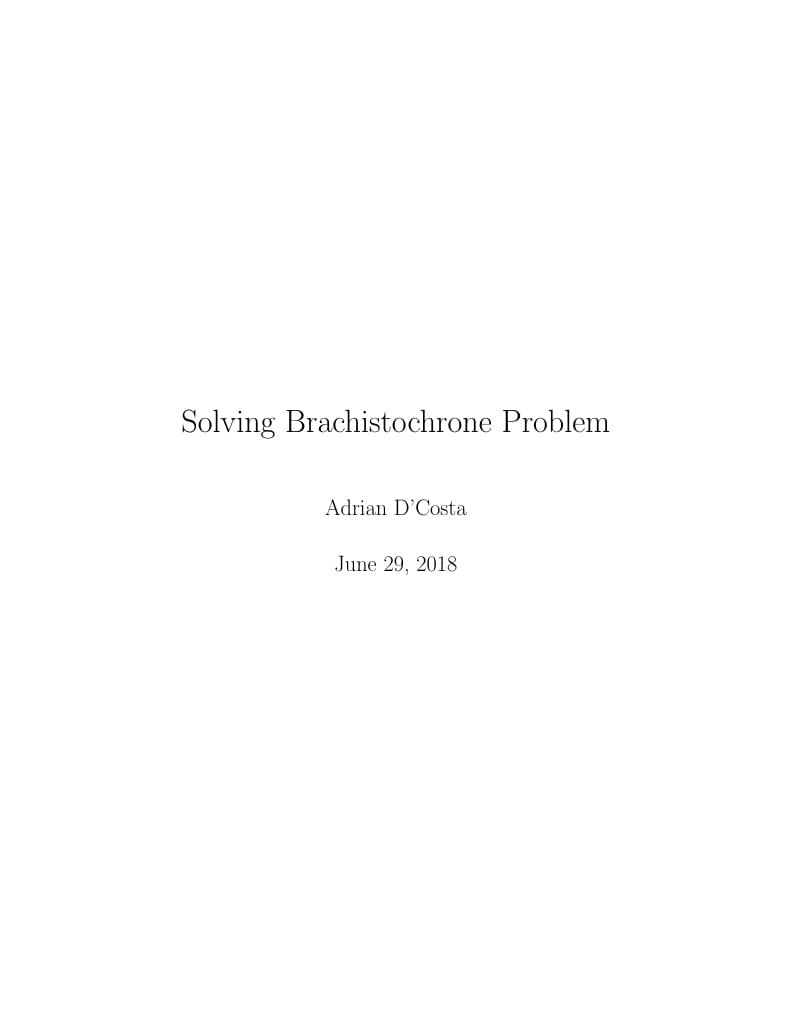 Brachistochrone Problem Solved