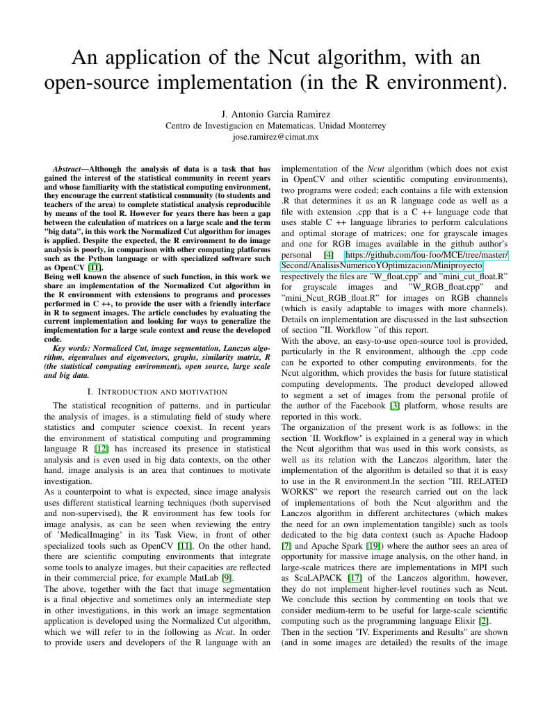 An application of the Ncut algorithm, with an open-source implementation (in the R environment).