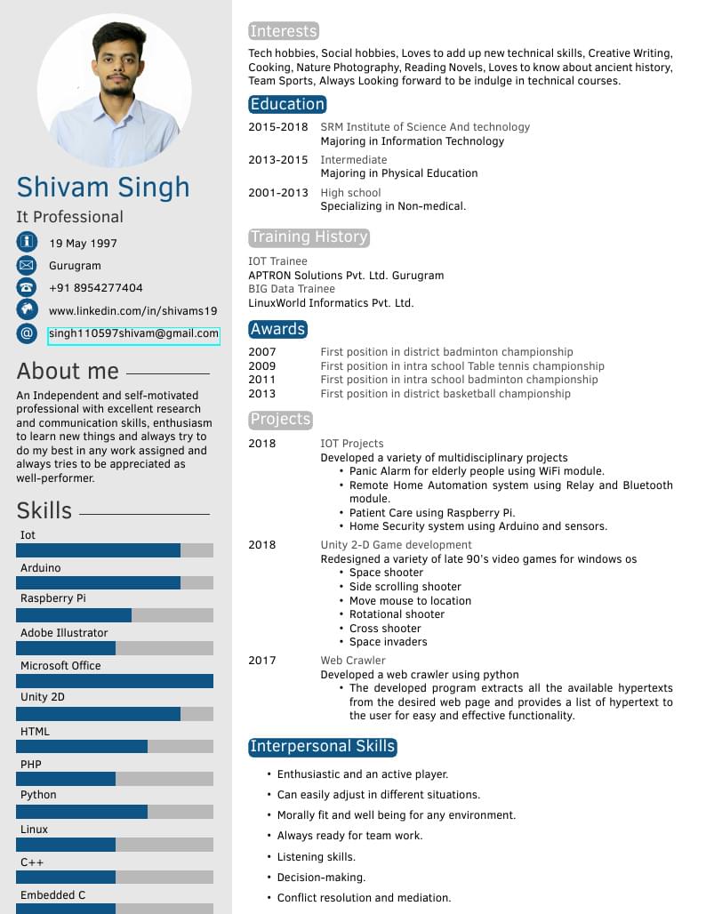 Shivam Singh's CV