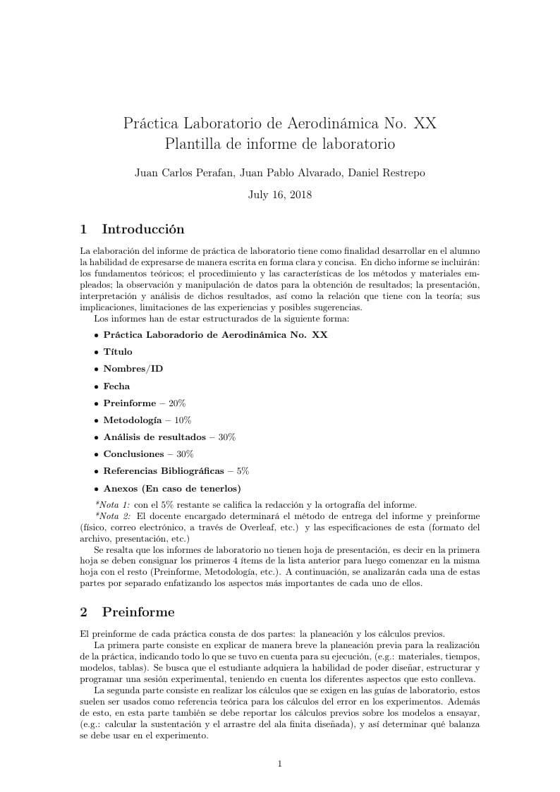 Plantilla Para Informe de Laboratorio de Aerodinámica UPB