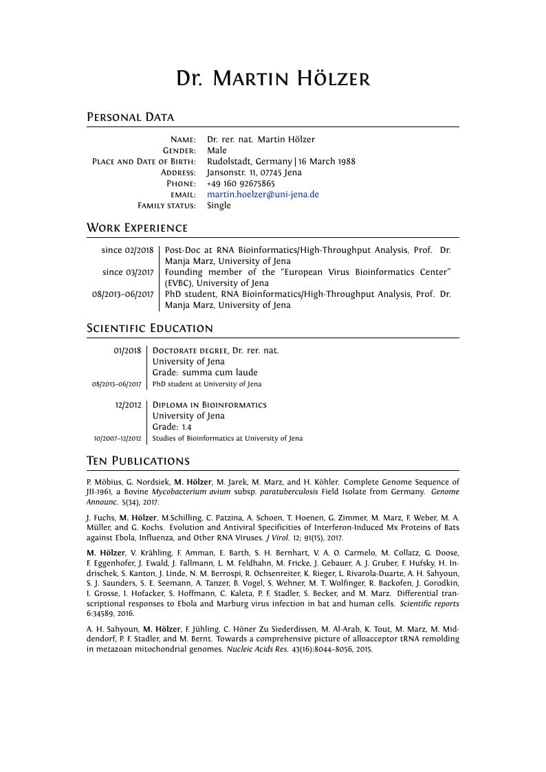 Simple short CV