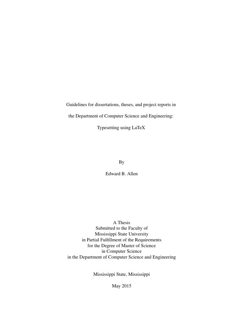 MsState CSE Thesis Template 2015