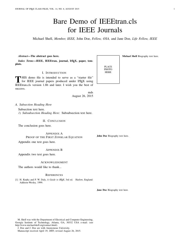 IEEE Journal Paper Template