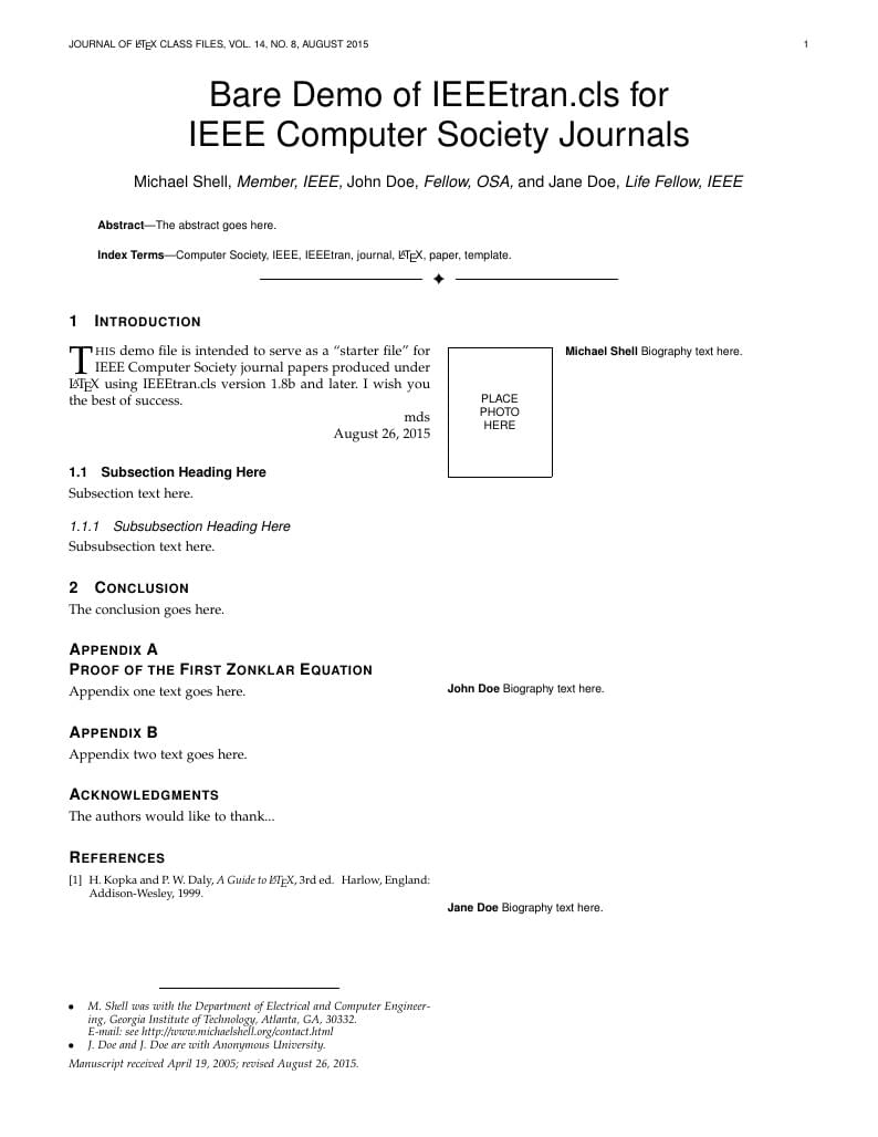 IEEE Demo Template for Computer Science Journals