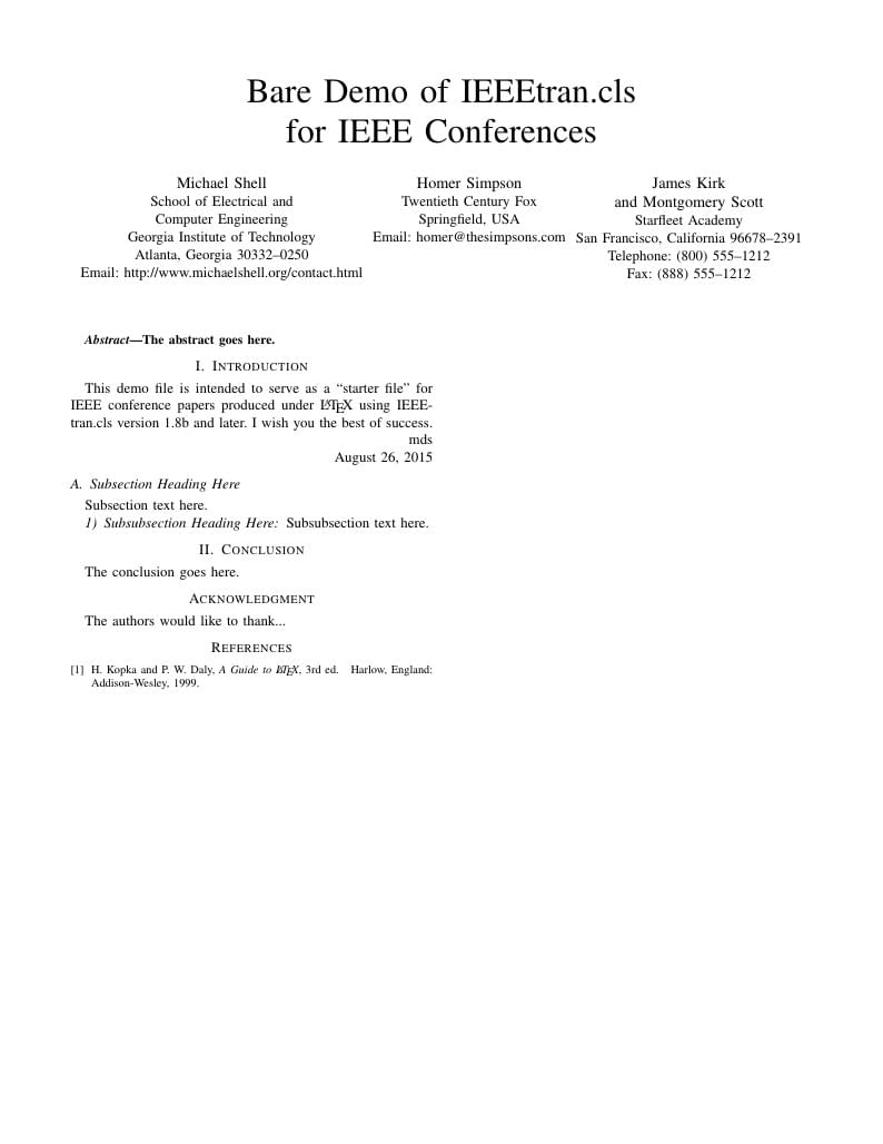 IEEE Bare Demo Template for Conferences