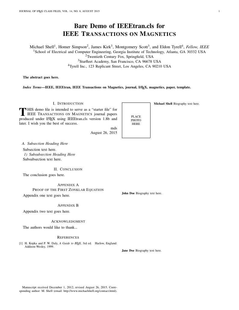 IEEE LaTeX Template for Transactions on Magnetics