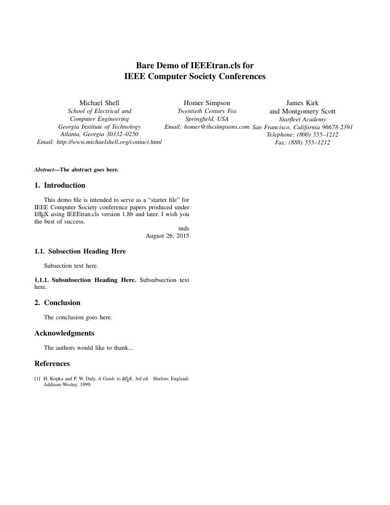 IEEE Demo Template for Computer Society Conferences