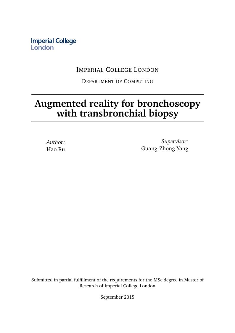 Imperial College London Master Thesis (MRES individual project)