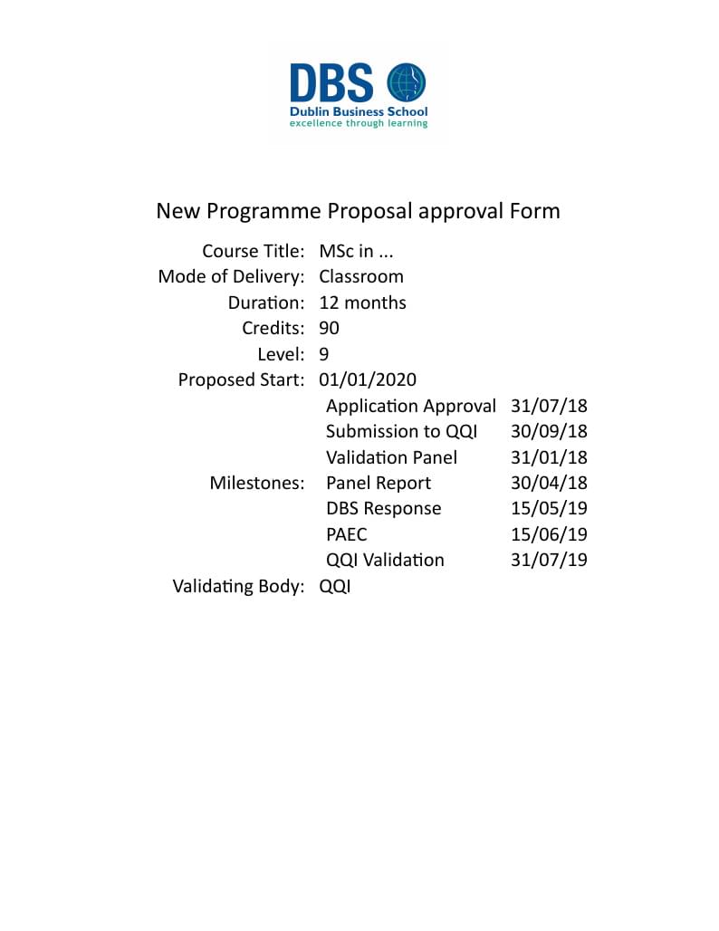 DBS Programme Approval Form