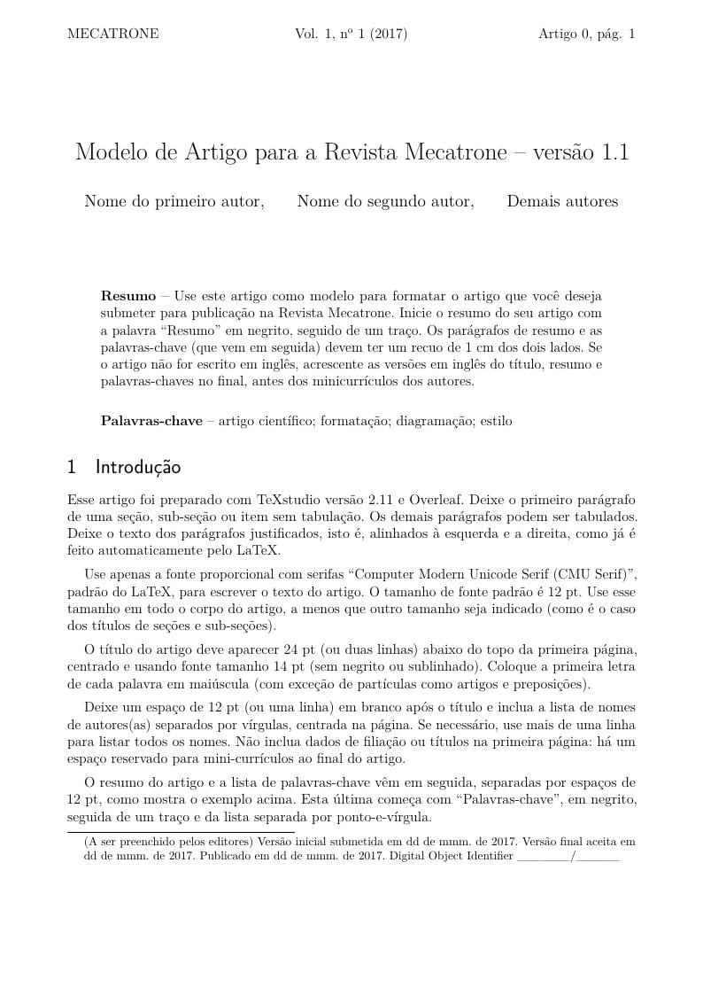 Revista Mecatrone - artigo