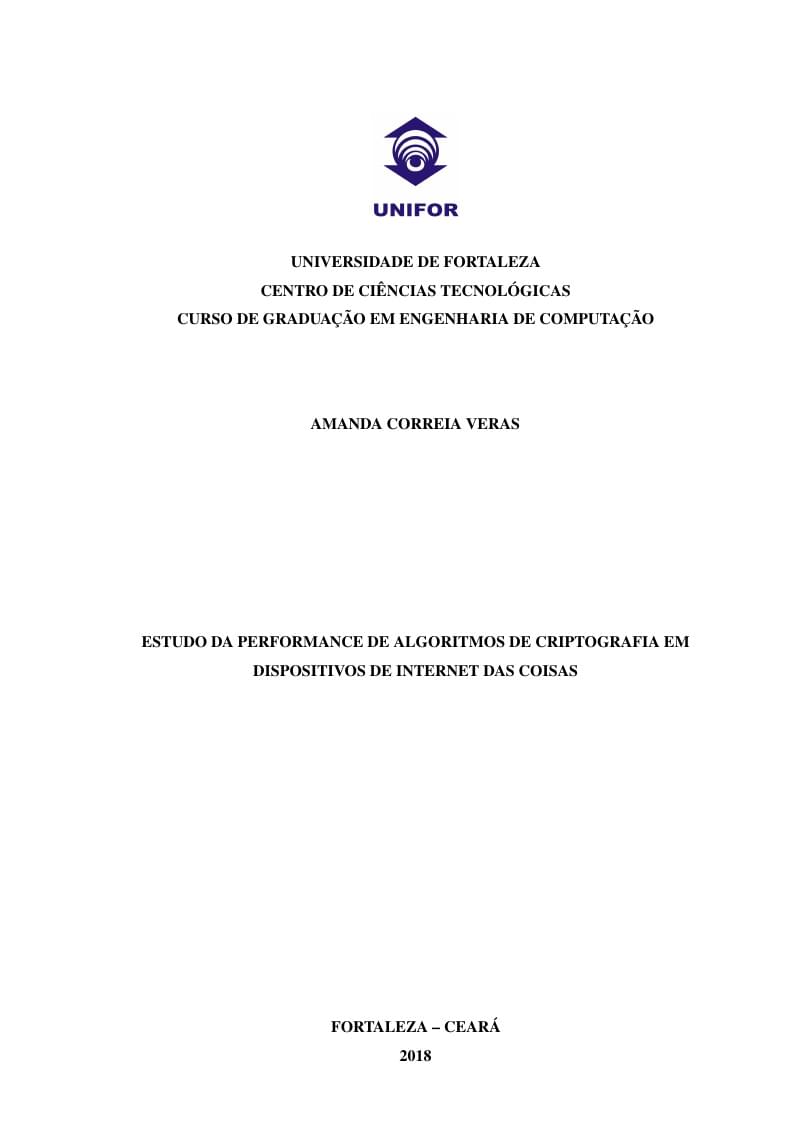 Estudo da Performance de Algoritmos de Criptografia em Dispositivos de Internet das Coisas
