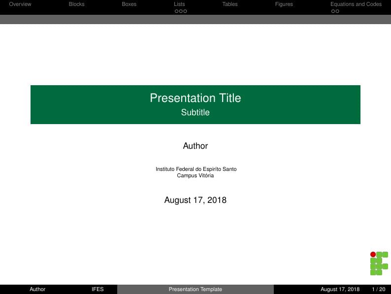 Presentation Template IFES-beamer
