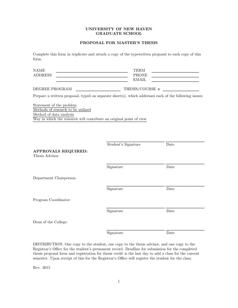 Thesis Proposal - University of New Haven
