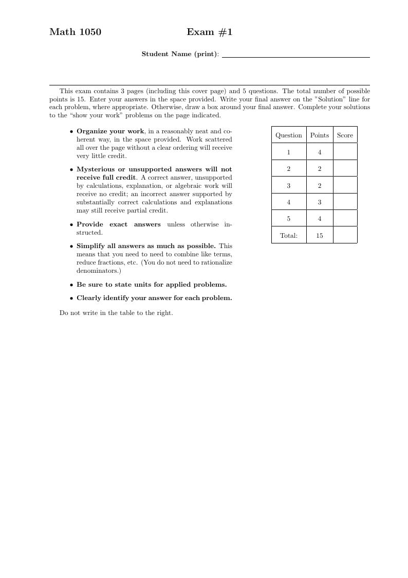 Lane's Test Template