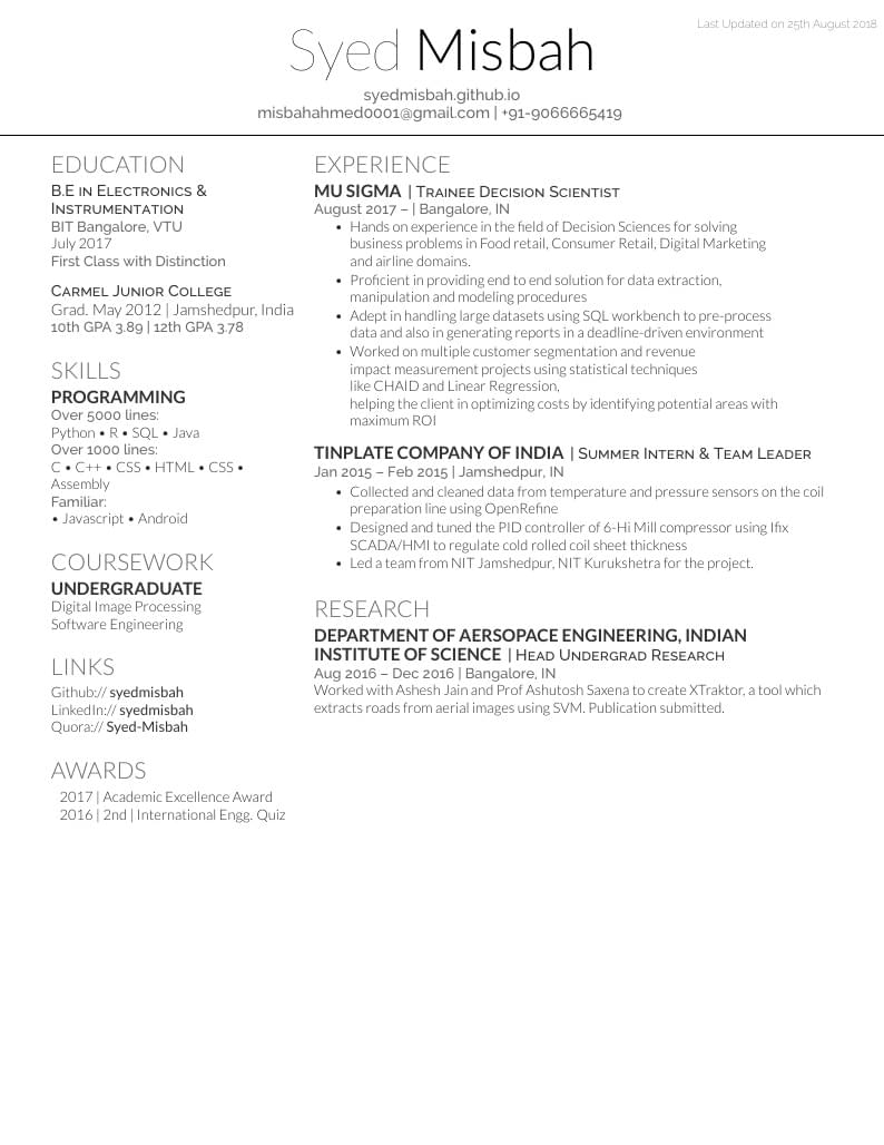 Heavy Resume