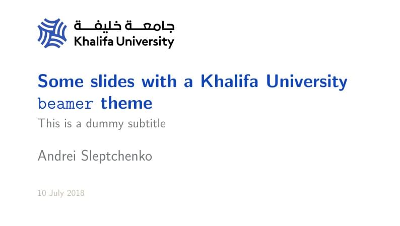 Khalifa University beamer theme (2018)