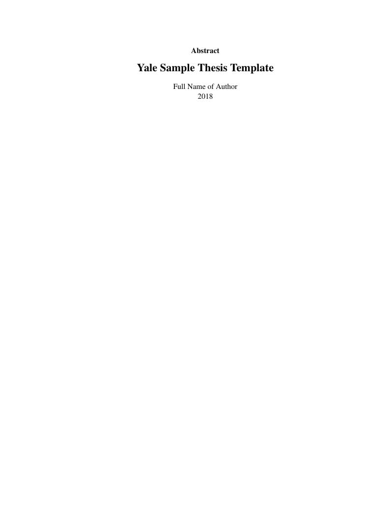 Yale Sample Thesis Template