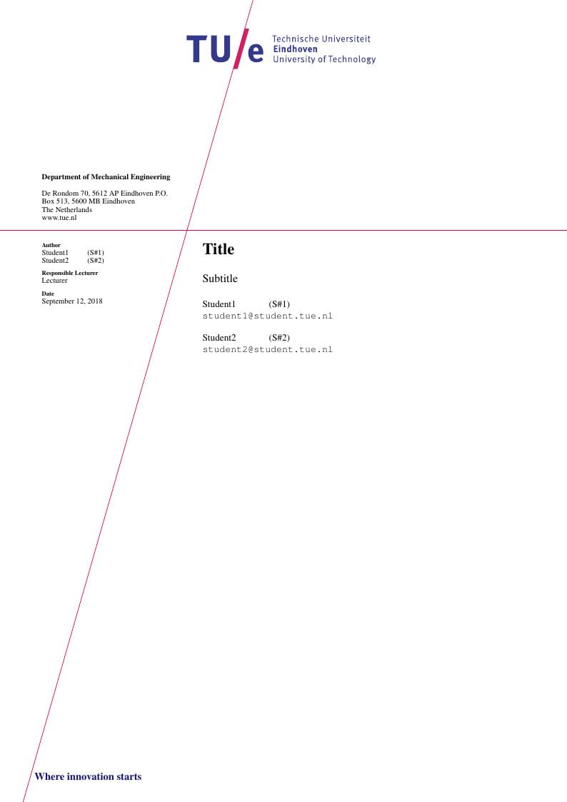 TU/e Report Template (Mechanical Engineering)