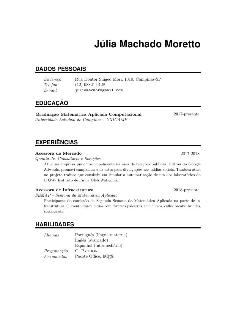 Júlia Machado Moretto's CV