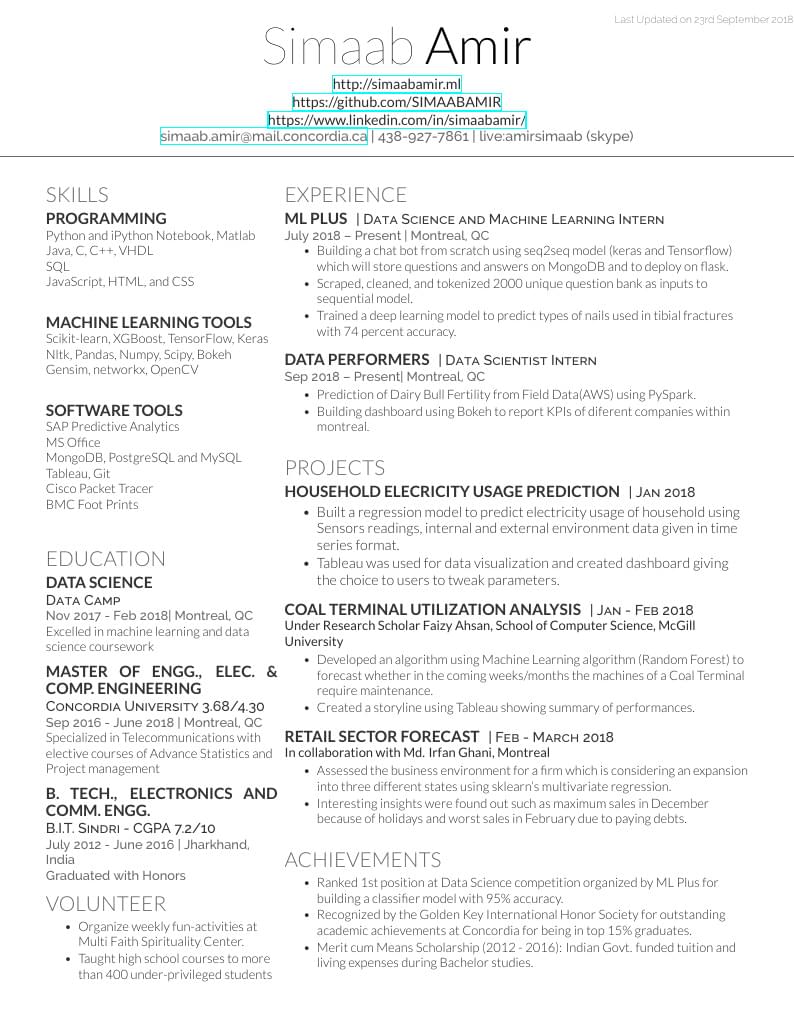 Simaab Amir's CV