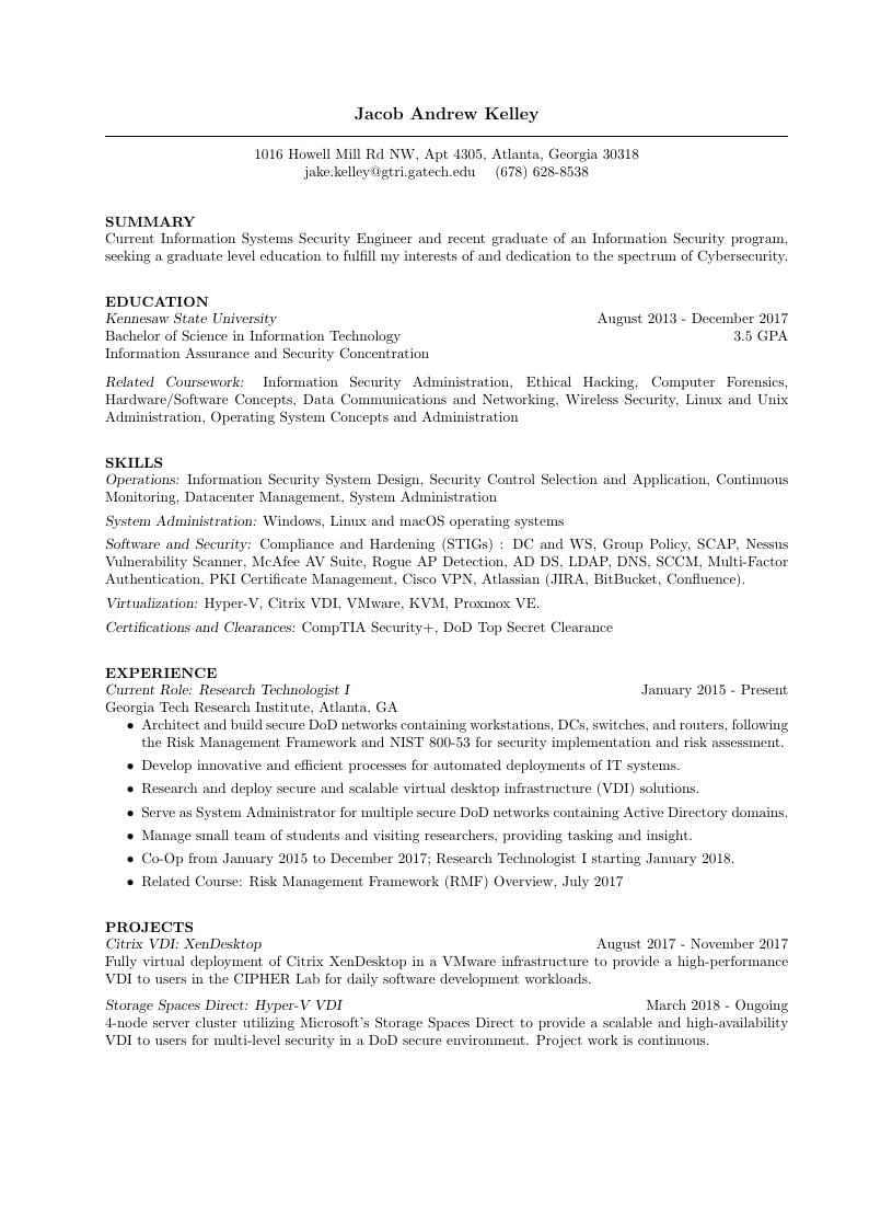 Jacob Andrew Kelley's Resume