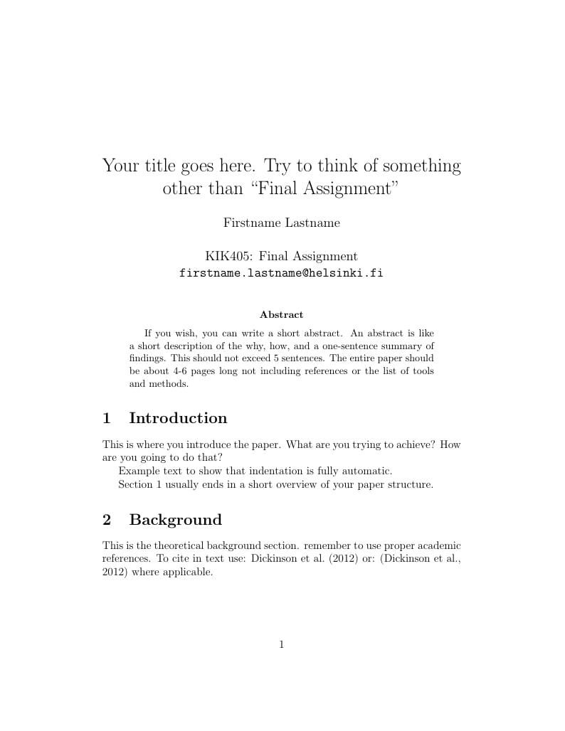 KIK405: Final Assignment (template)