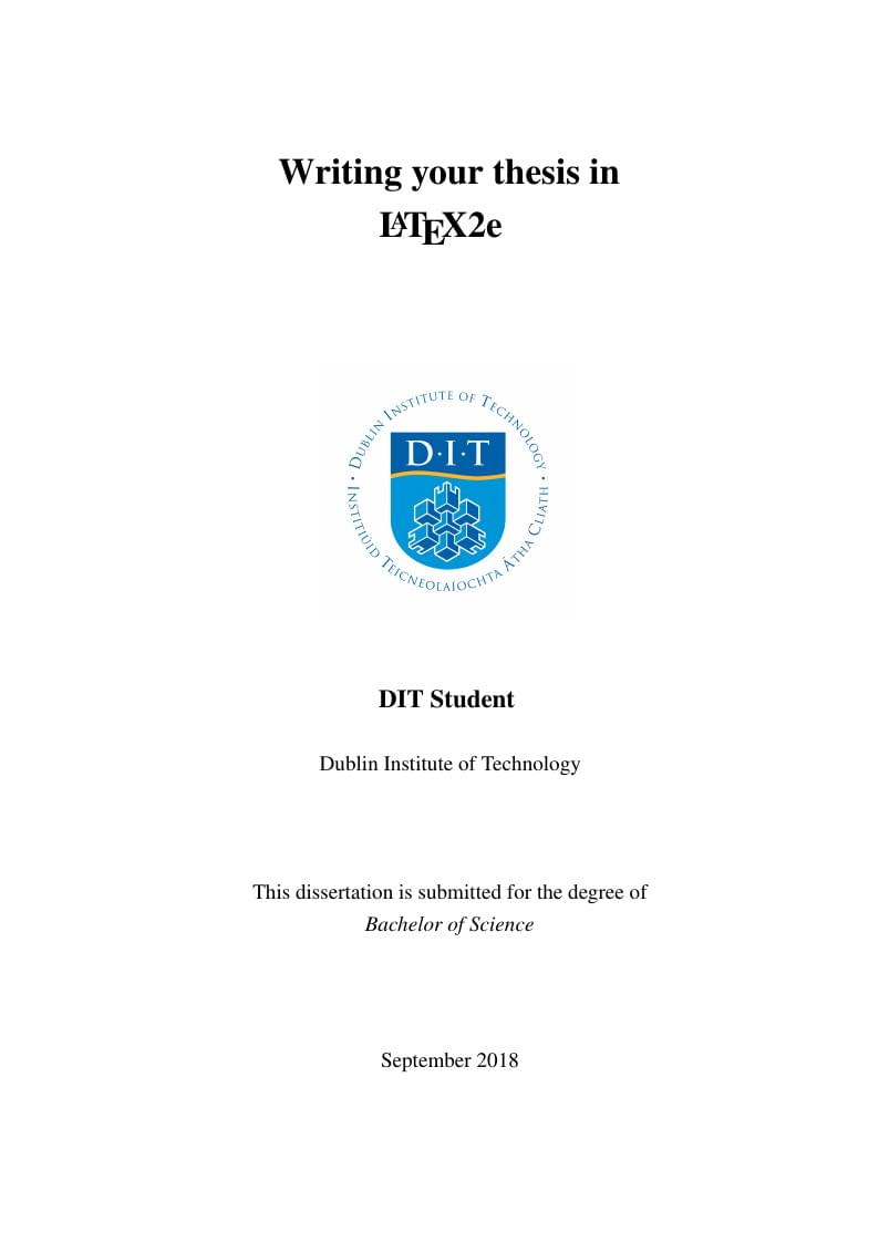 Dublin Institute of Technology (DIT) Thesis Template