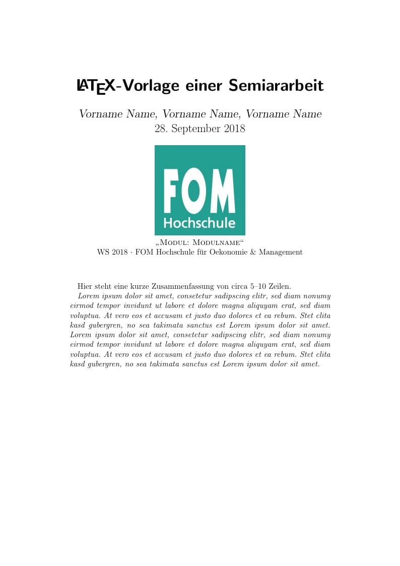 LaTeX-Vorlage einer Semiararbeit