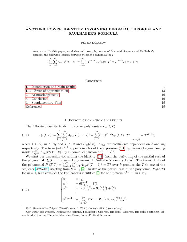 Series Representation of Power Function