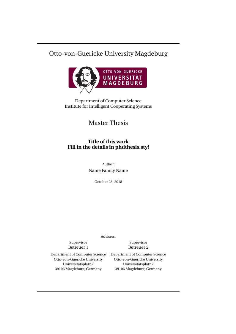 Otto von Guericke University Magdeburg Thesis Template