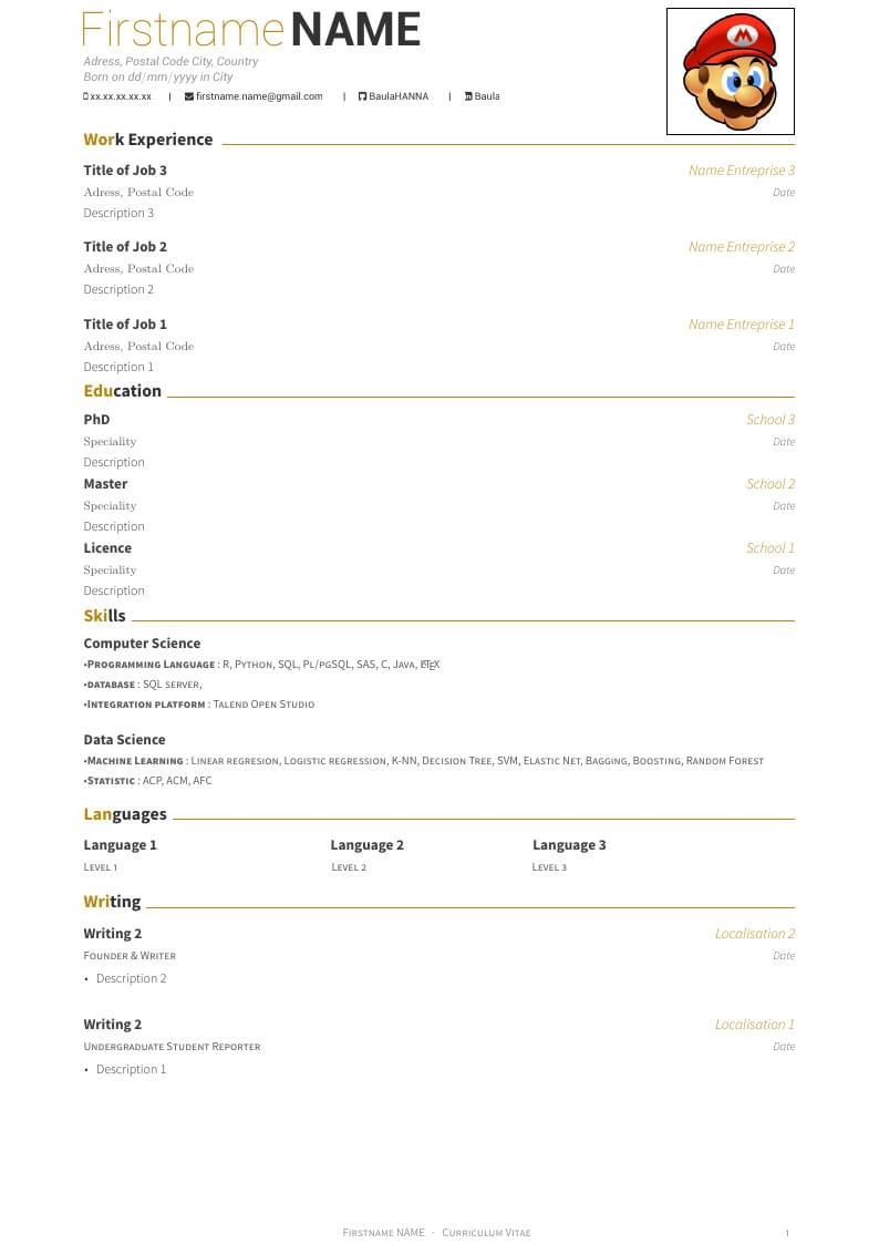Awesome CV Gold
