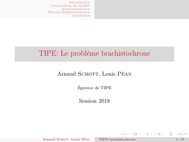 TIPE brachistochrone