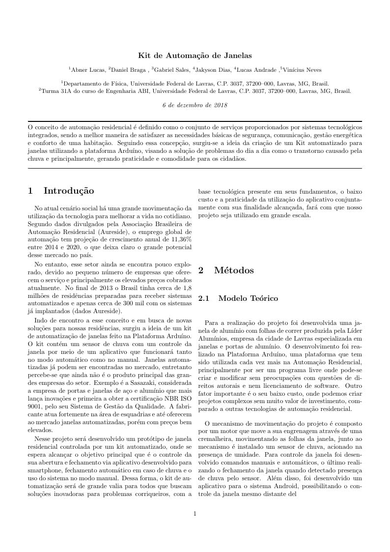 Kit de Automa¸c˜ao de Janelas