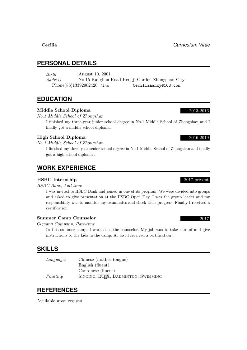 Cecilia's CV
