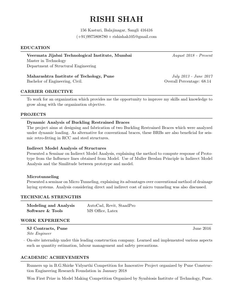 Rishi Shah's Résumé
