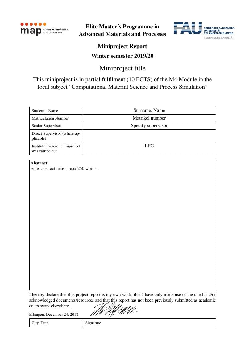 Literature review template for MAP
