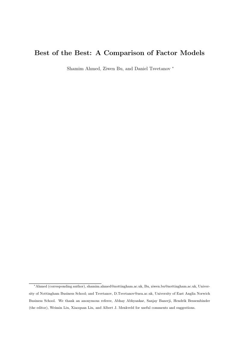 Best of the Best: A Comparison of Factor Models