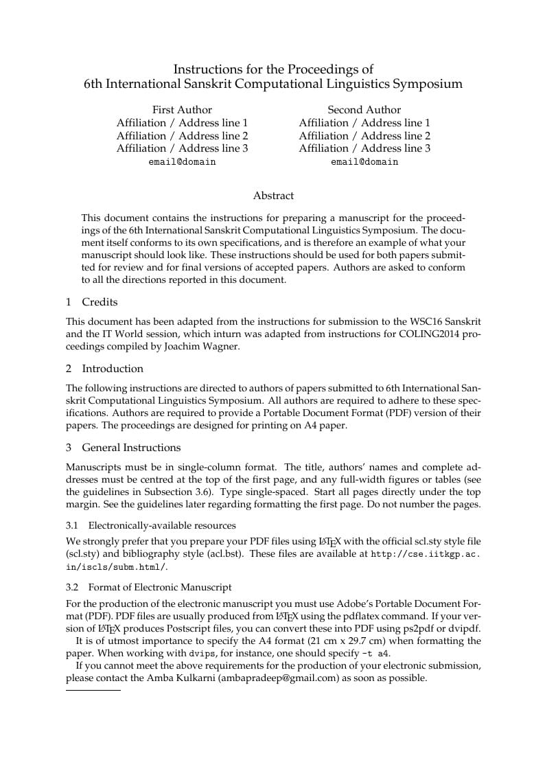 Submission Template and Instructions for the ISCLS