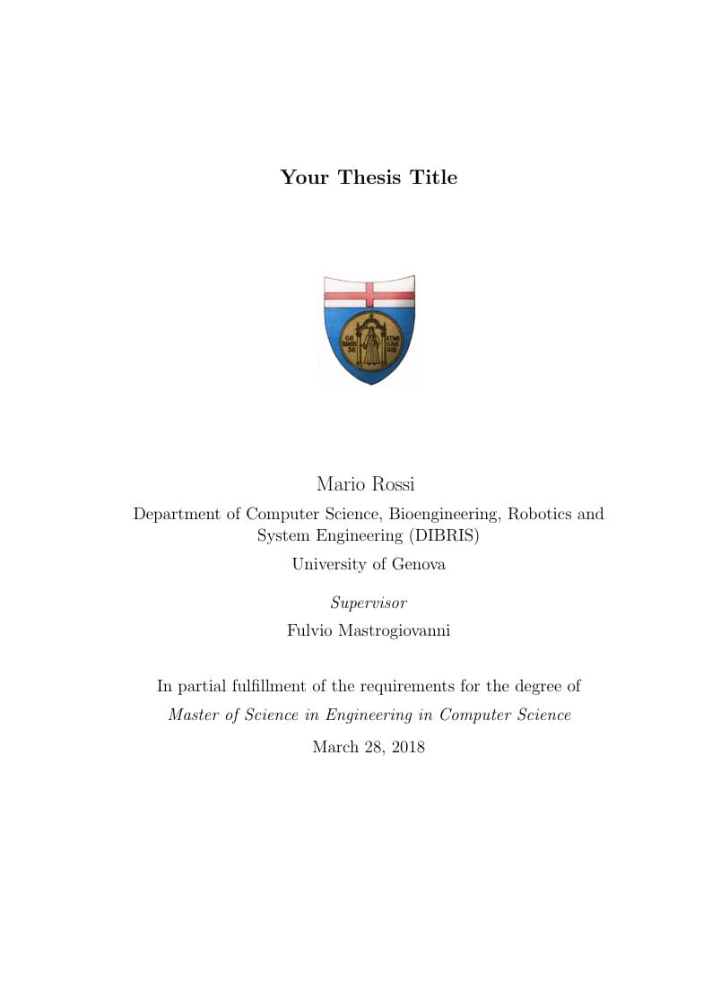 Thesis Template for Computer Science at the University of Genova