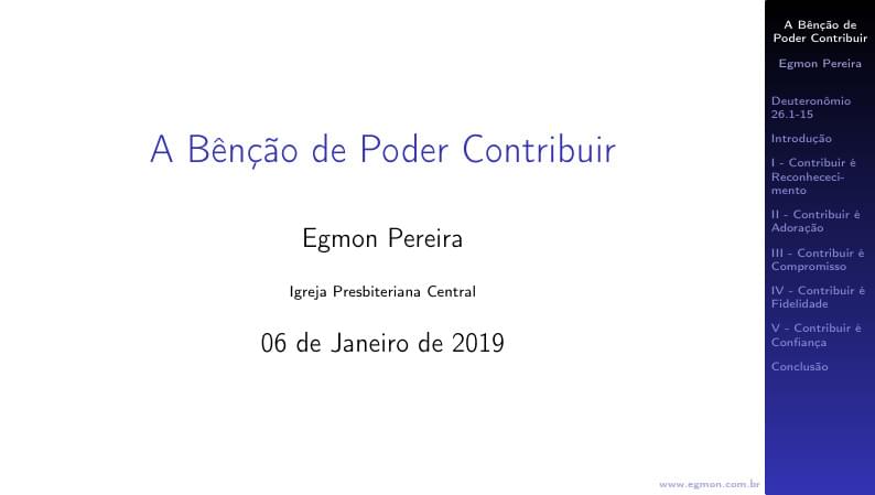 A Bênção de Poder Contribuir