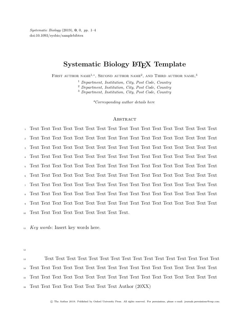 Template for Systematic Biology (SYSBIO)