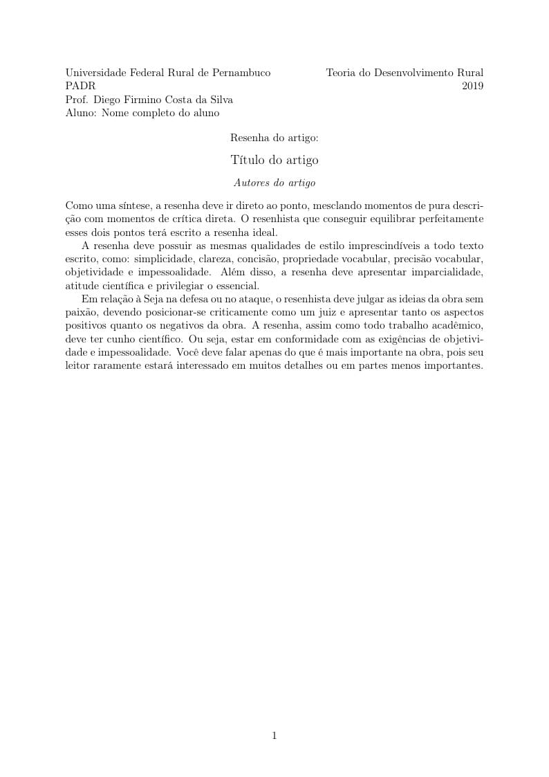 Resenha TDR UFRPE