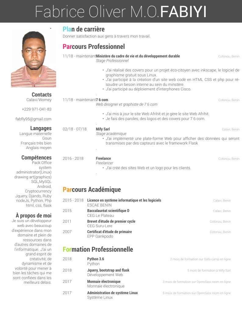 CV of Oliver Fabiyi